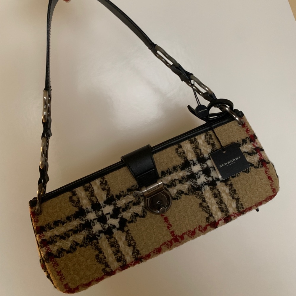 Burberry Wool Nova Check 'Mastaire' Small Shoulder Bag